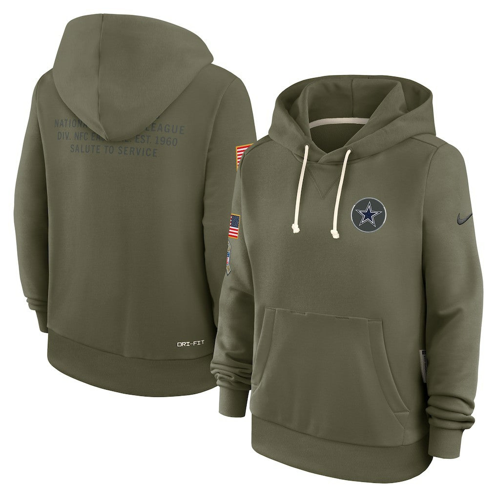 Dallas Cowboys Women's 2025 Salute to Service Sideline Standard Issue Dri-FIT Hoodie Olive - Nike
