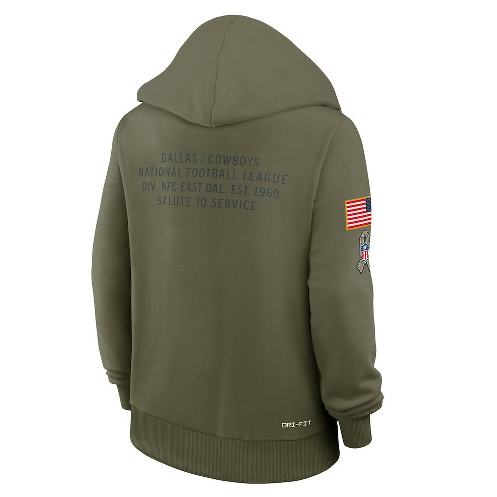 Dallas Cowboys Women's 2025 Salute to Service Sideline Standard Issue Dri-FIT Hoodie Olive - Nike