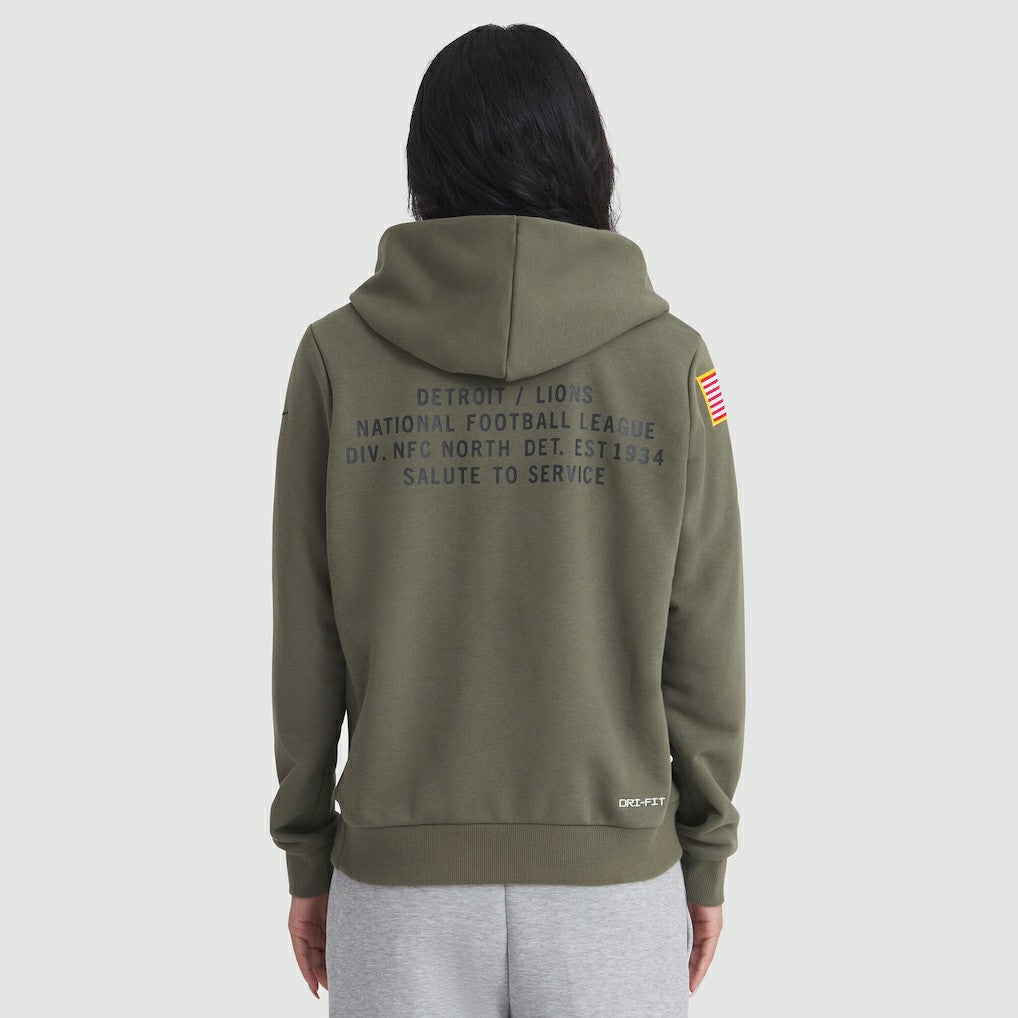Detroit Lions Women's 2025 Salute to Service Sideline Standard Issue Dri-FIT Hoodie Olive - Nike