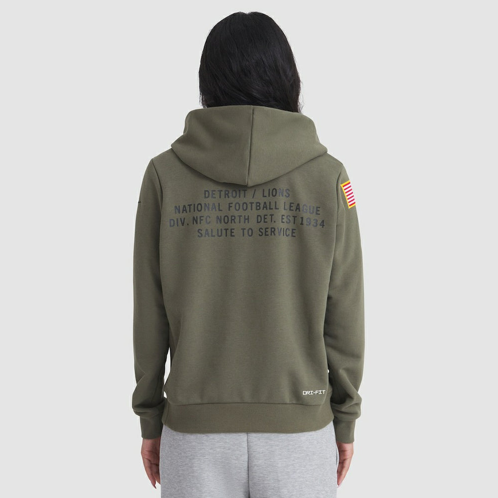Detroit Lions Women's 2025 Salute to Service Sideline Standard Issue Dri-FIT Hoodie Olive - Nike