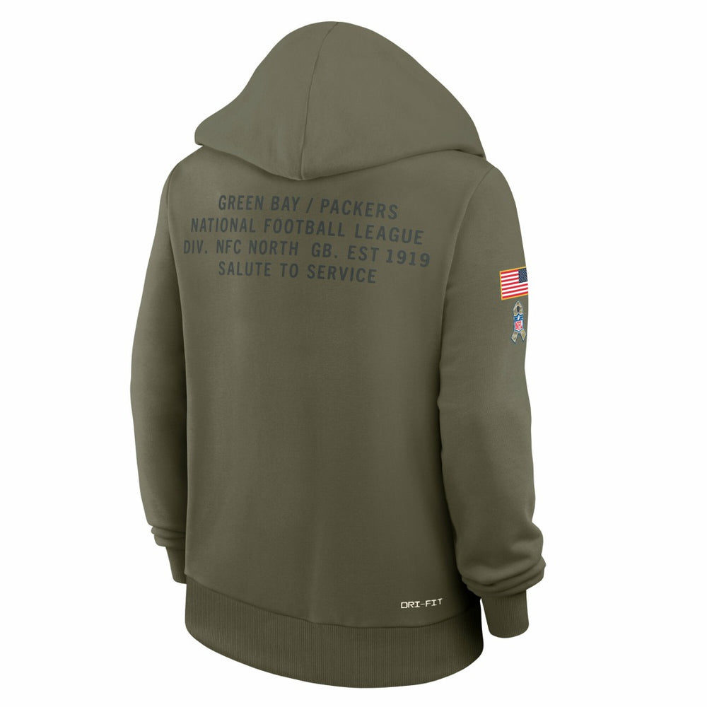 Green Bay Packers Women's 2025 Salute to Service Sideline Standard Issue Dri-FIT Hoodie Olive - Nike