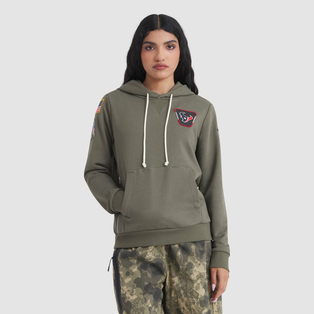 Houston Texans Women's 2025 Salute to Service Sideline Standard Issue Dri-FIT Hoodie Olive - Nike