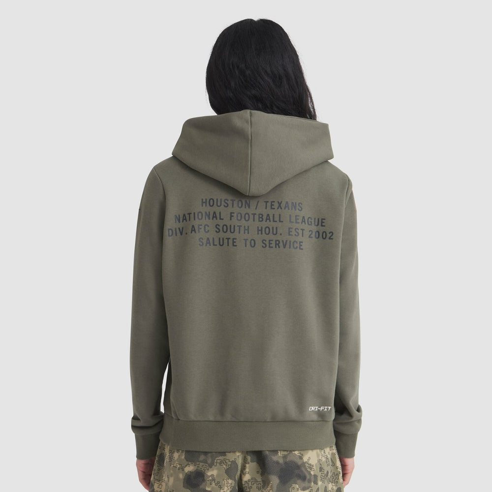 Houston Texans Women's 2025 Salute to Service Sideline Standard Issue Dri-FIT Hoodie Olive - Nike