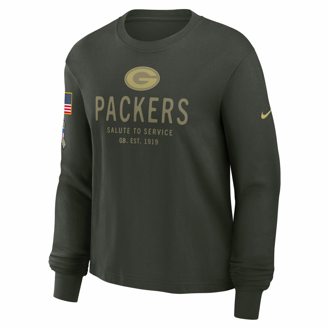 Green Bay Packers Women's 2025 Salute to Service Sideline Dri-FIT Long Sleeve T-Shirt Dark Green - Nike