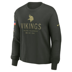 Minnesota Vikings Women's 2025 Salute to Service Sideline Dri-FIT Long Sleeve T-Shirt Dark Green - Nike