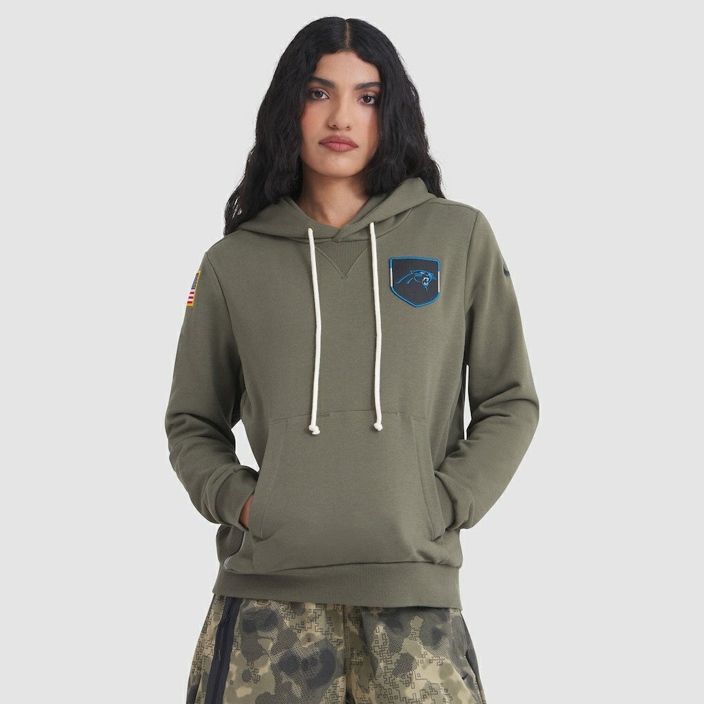 Carolina Panthers Women's 2025 Salute to Service Sideline Standard Issue Dri-FIT Hoodie Olive - Nike