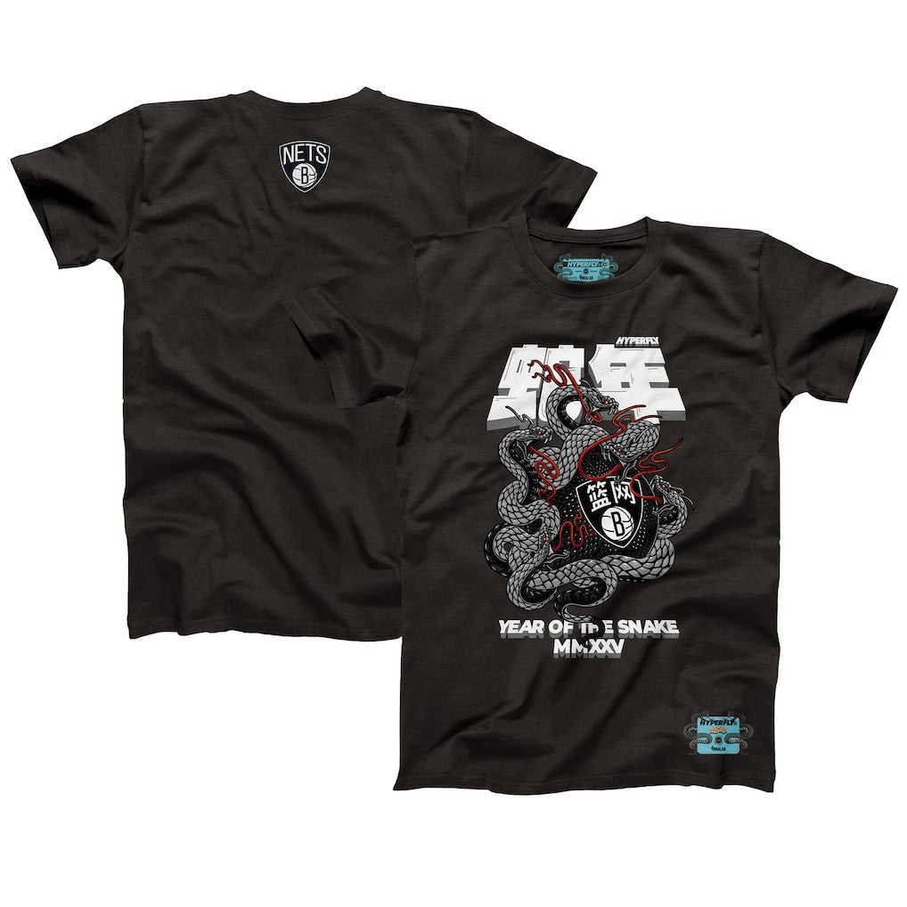 NBA - Brooklyn Nets NBALab x Hyperfly Unisex Year of the Snake Lunar New Year Collection T-Shirt - Heather Black