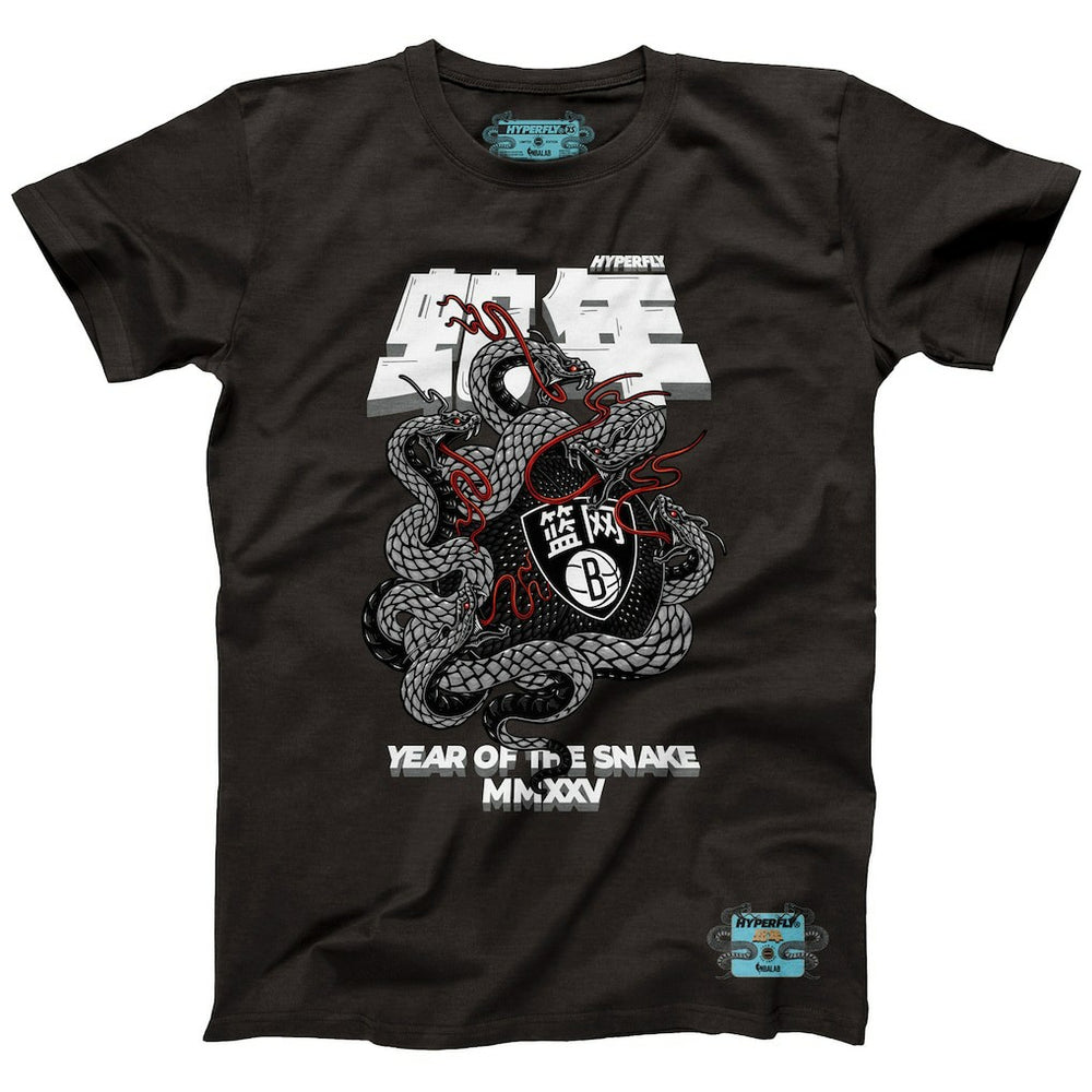 NBA - Brooklyn Nets NBALab x Hyperfly Unisex Year of the Snake Lunar New Year Collection T-Shirt - Heather Black