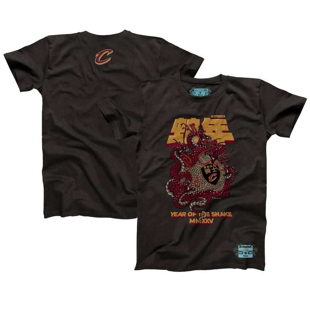 NBA - Cleveland Cavaliers NBALab x Hyperfly Unisex Year of the Snake Lunar New Year Collection T-Shirt - Heather Black