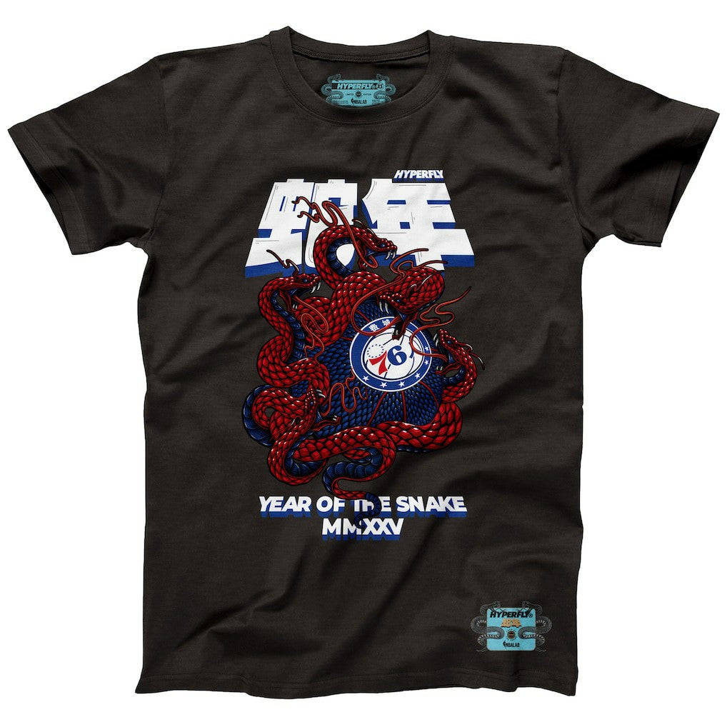 NBA - Philadelphia 76ers NBALab x Hyperfly Unisex Year of the Snake Lunar New Year Collection T-Shirt - Heather Black