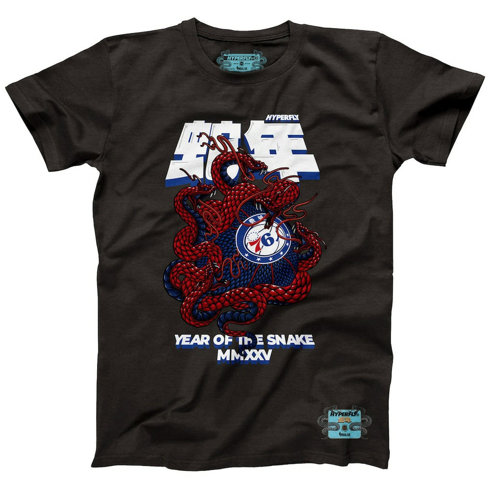 NBA - Philadelphia 76ers NBALab x Hyperfly Unisex Year of the Snake Lunar New Year Collection T-Shirt - Heather Black