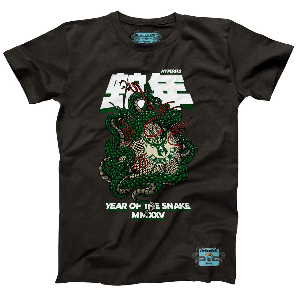NBA - Milwaukee Bucks NBALab x Hyperfly Unisex Year of the Snake Lunar New Year Collection T-Shirt - Heather Black