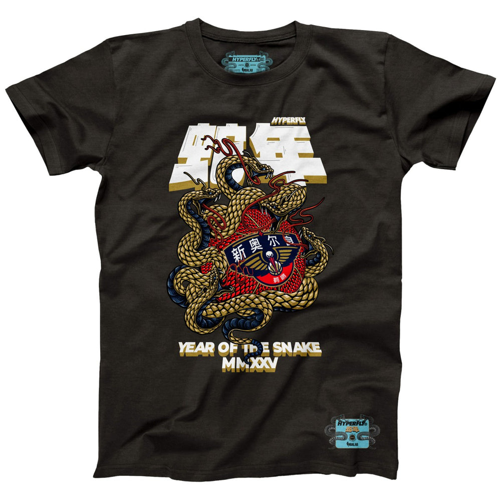 NBA - New Orleans Pelicans NBALab x Hyperfly Unisex Year of the Snake Lunar New Year Collection T-Shirt - Heather Black
