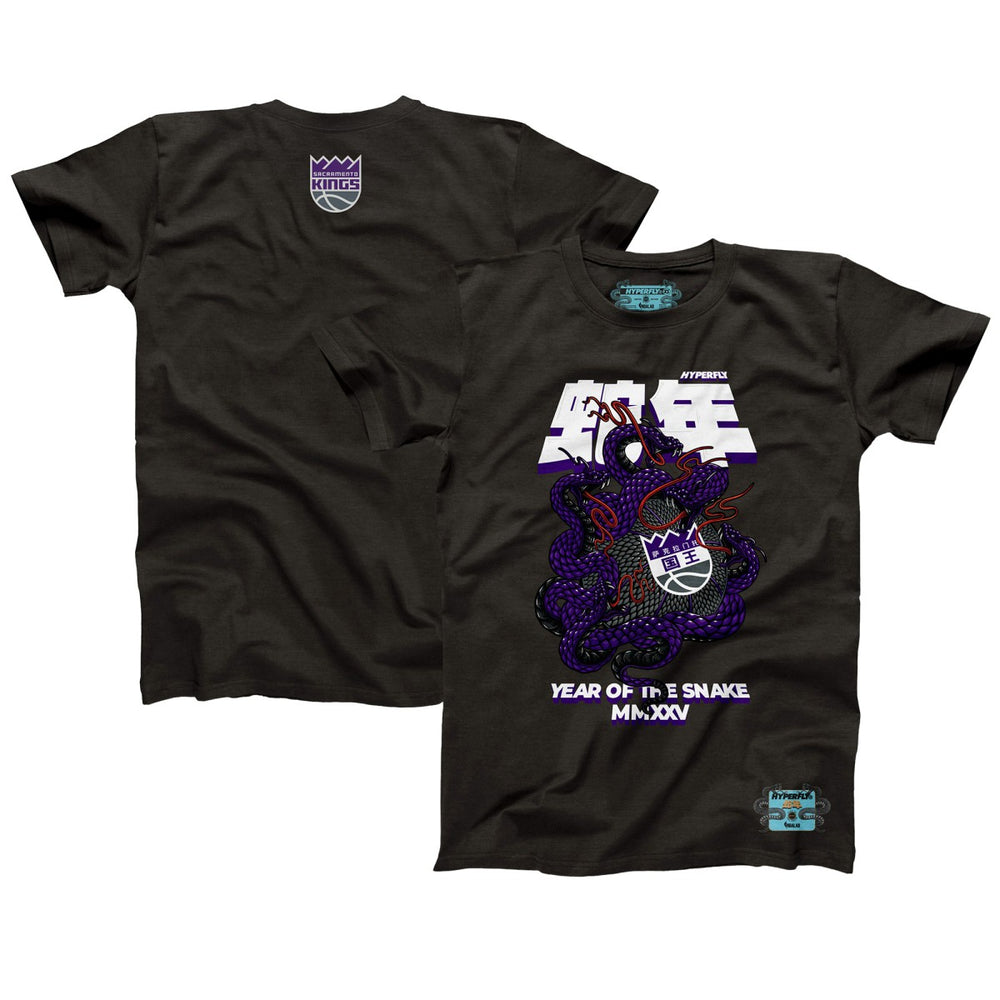 NBA - Sacramento Kings NBALab x Hyperfly Unisex Year of the Snake Lunar New Year Collection T-Shirt - Heather Black