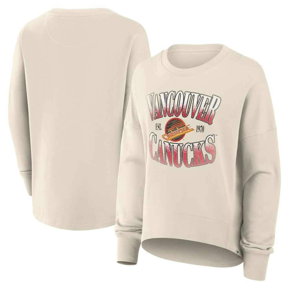 Vancouver Canucks - Fanatics Women's Oversized Vintage Slice Pullover Sweatshirt Cream