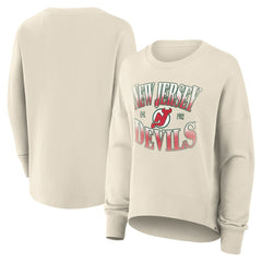 New Jersey Devils - Fanatics Women's Oversized Vintage Slice Pullover Sweatshirt Cream