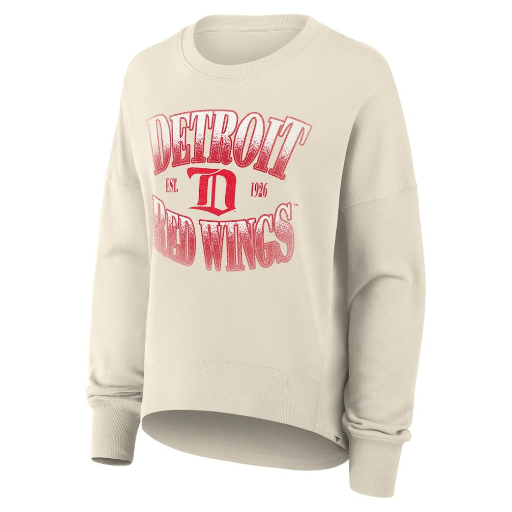 Detroit Red Wings - Fanatics Women's Oversized Vintage Slice Pullover Sweatshirt Cream