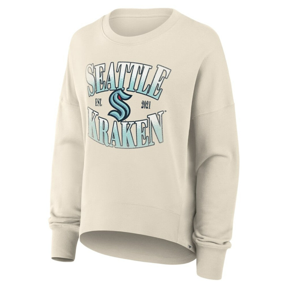 Seattle Kraken Fanatics Women's Oversized Slice Pullover Sweatshirt Cream