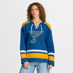St. Louis Blues - Fanatics Women's Icing Long Sleeve Lace Up Sweatshirt Blue