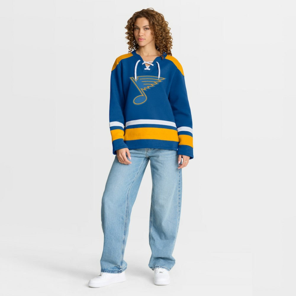 St. Louis Blues - Fanatics Women's Icing Long Sleeve Lace Up Sweatshirt Blue