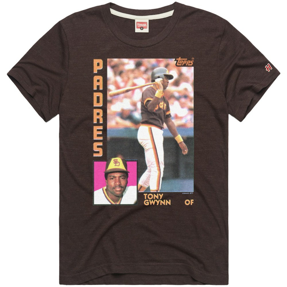 Tony Gwynn San Diego Padres Homage 1984 Topps Baseball Card Player T-Shirt On Sale