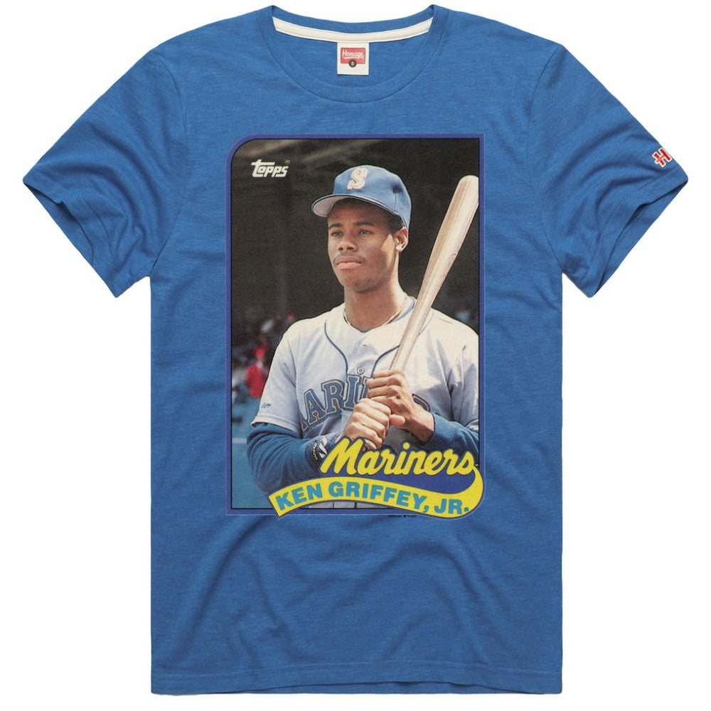 Ken Griffey Jr. Seattle Mariners Homage 1989 Topps Baseball Card Player T-Shirt Clearance