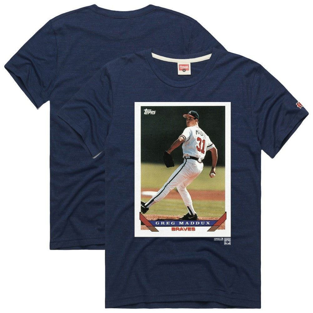 Greg Maddux Atlanta Braves Homage 1993 Topps Baseball Card Player T-Shirt On Sale