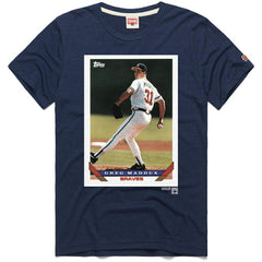 Greg Maddux Atlanta Braves Homage 1993 Topps Baseball Card Player T-Shirt On Sale
