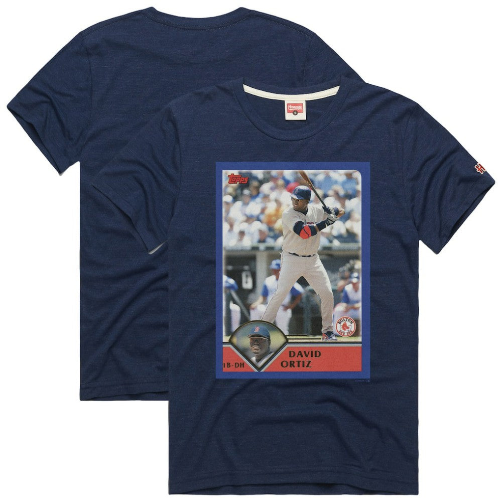 David Ortiz Boston Red Sox Homage 2003 Topps Baseball Card Player T-Shirt Clearance