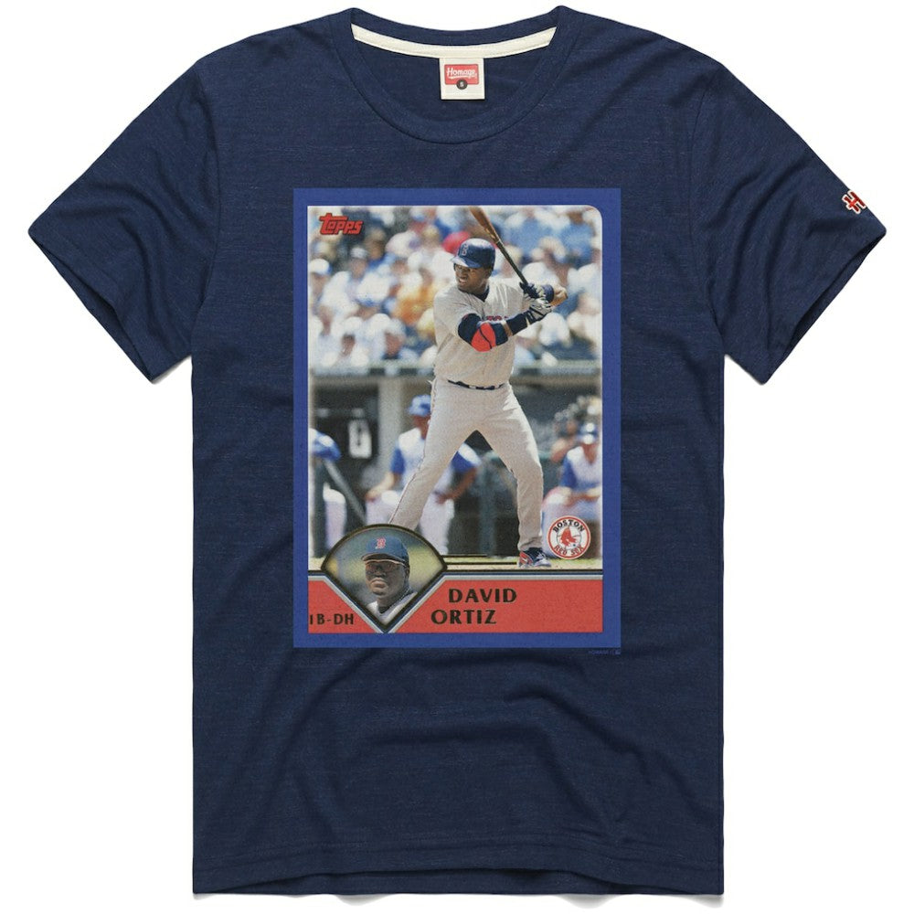 David Ortiz Boston Red Sox Homage 2003 Topps Baseball Card Player T-Shirt Clearance