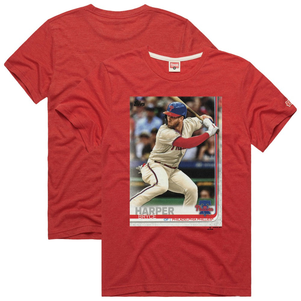 Bryce Harper Philadelphia Phillies Homage 2019 Topps Baseball Card Player T-Shirt Clearance