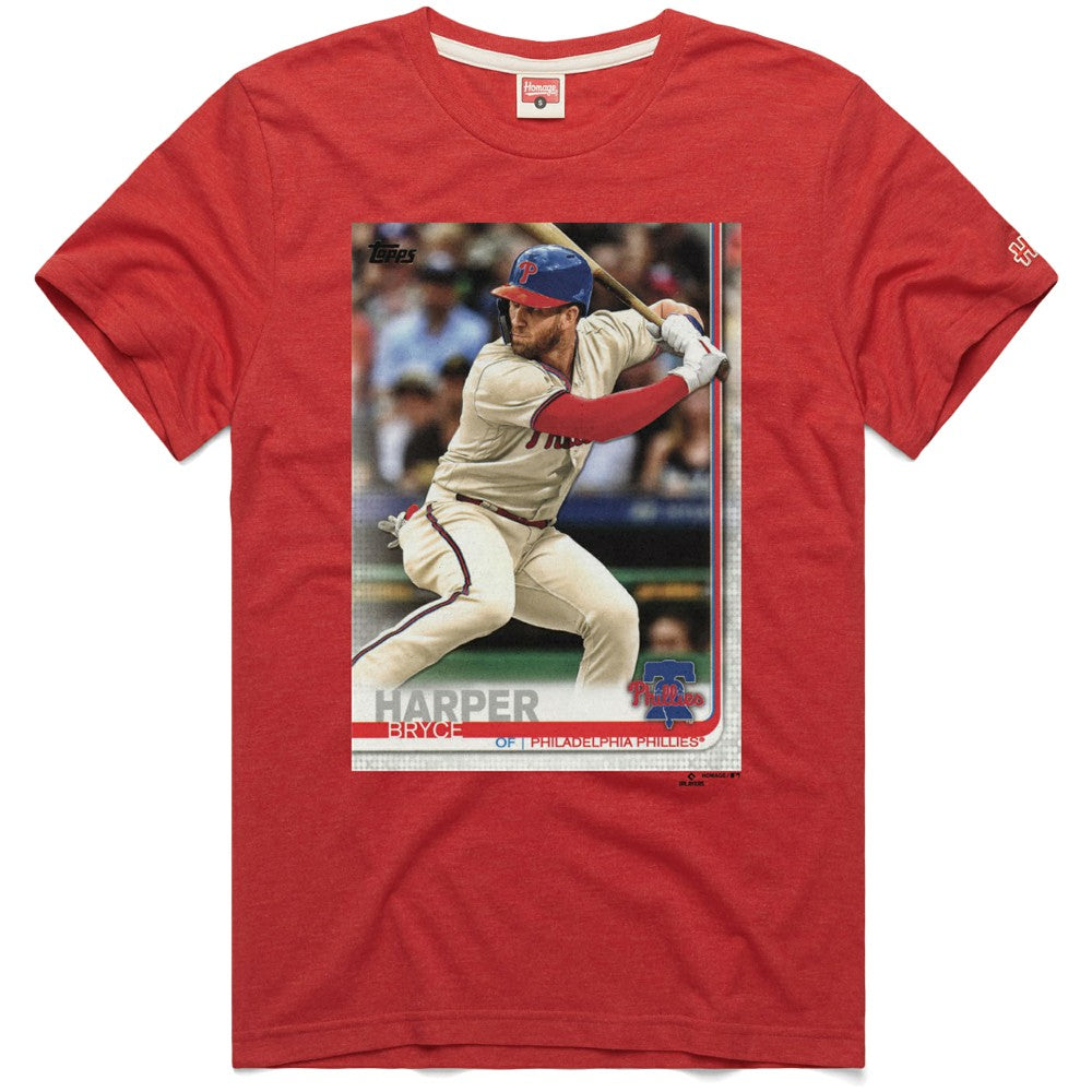 Bryce Harper Philadelphia Phillies Homage 2019 Topps Baseball Card Player T-Shirt Clearance