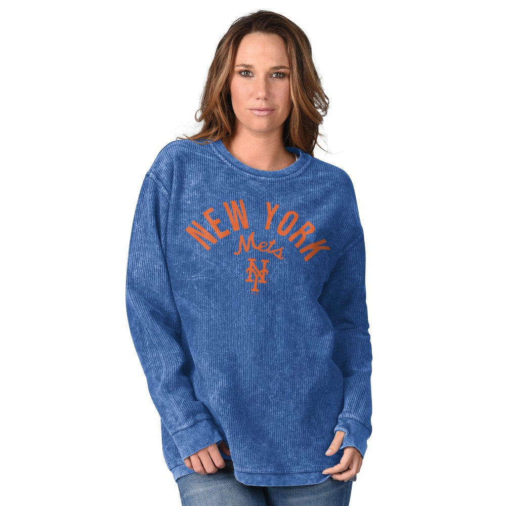New York Mets G-III 4Her by Carl Banks Women's Comfy Cord Pullover Sweatshirt discount