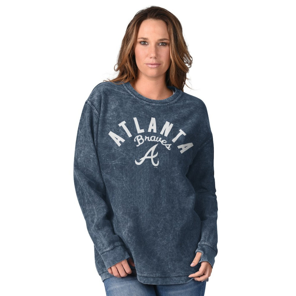 Atlanta Braves G-III 4Her by Carl Banks Women's Comfy Cord Pullover Sweatshirt Clearance