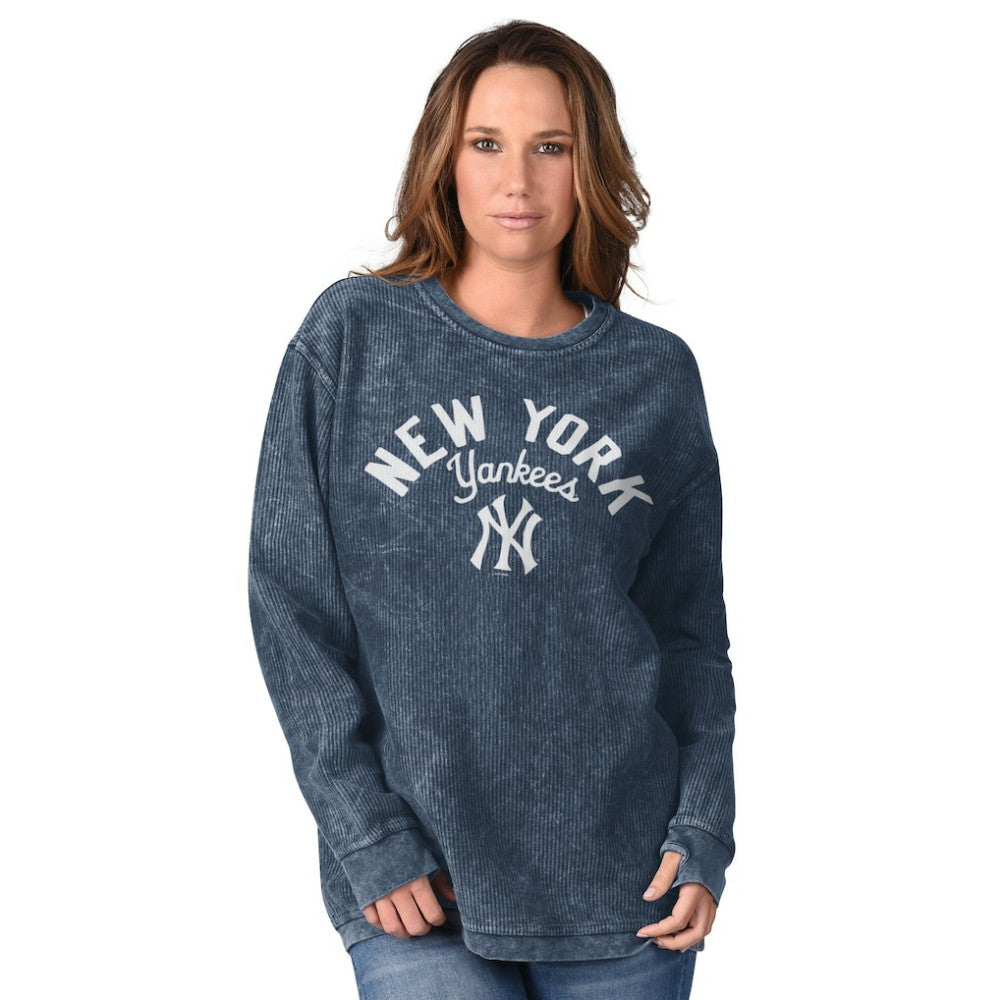 New York Yankees G-III 4Her by Carl Banks Women's Comfy Cord Pullover Sweatshirt On Sale