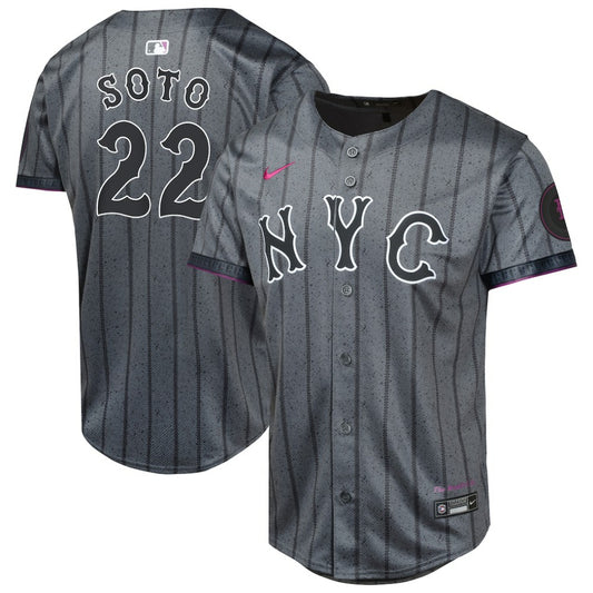 Juan Soto New York Mets Nike Youth City Connect Limited Jersey  - Gray | MLB Jerseys