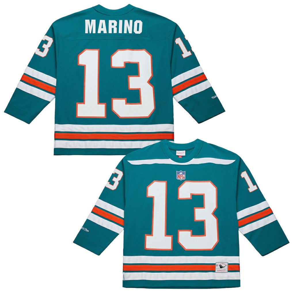 Dan Marino Miami Dolphins Maxxed Out Fashion Hockey Jersey Aqua - Mitchell & Ness