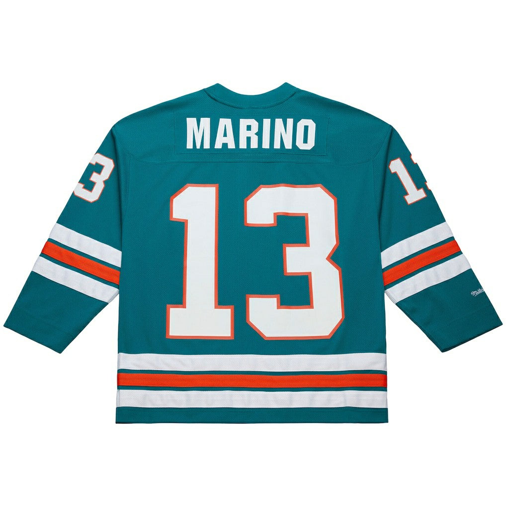 Dan Marino Miami Dolphins Maxxed Out Fashion Hockey Jersey Aqua - Mitchell & Ness