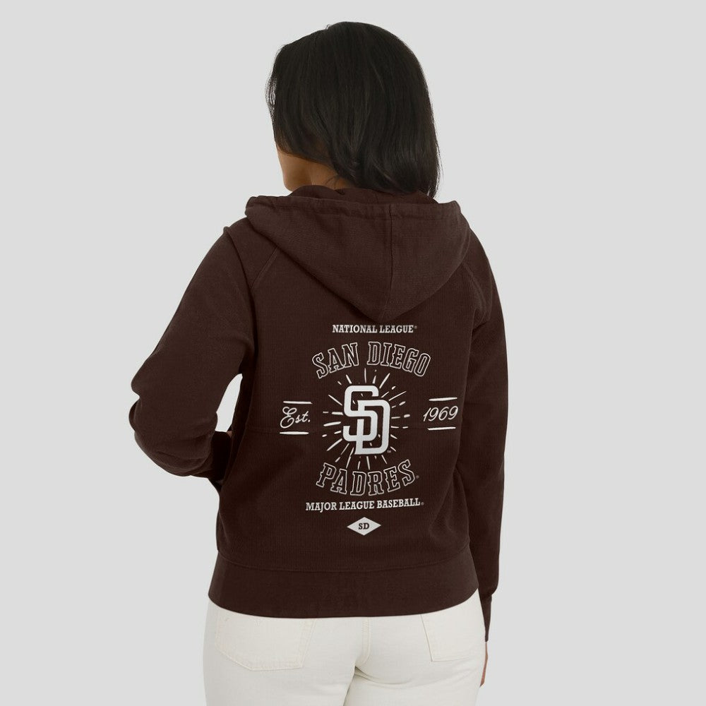 San Diego Padres WEAR by Erin Andrews Women's Vintage Full-Zip Raglan Hoodie discount