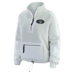 Milwaukee Brewers WEAR by Erin Andrews Women's Polar Fleece Quarter-Zip Jacket On Sale