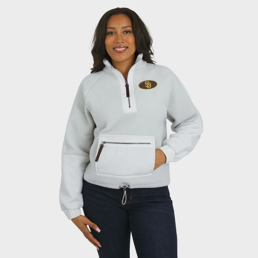 San Diego Padres WEAR by Erin Andrews Women's Polar Fleece Quarter-Zip Jacket Sale