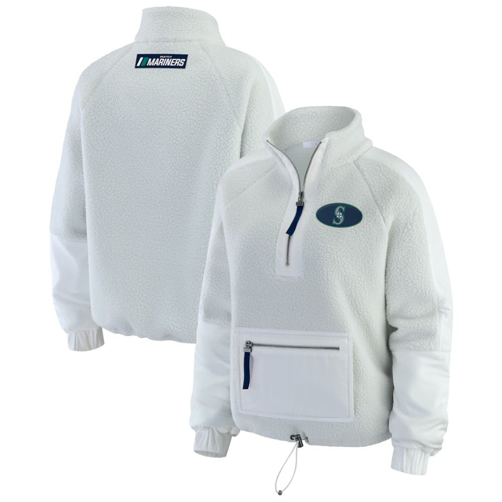 Seattle Mariners WEAR by Erin Andrews Women's Polar Fleece Quarter-Zip Jacket On Sale