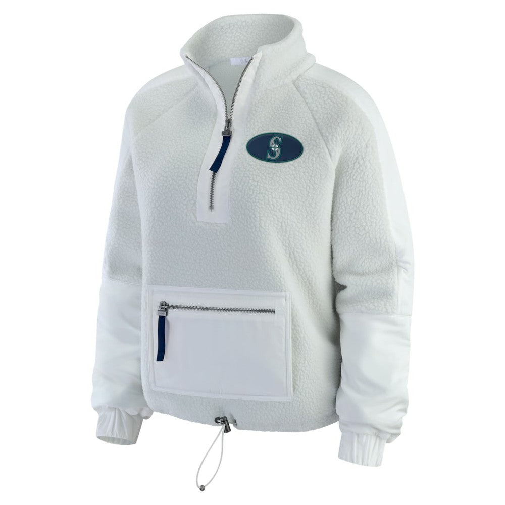 Seattle Mariners WEAR by Erin Andrews Women's Polar Fleece Quarter-Zip Jacket On Sale