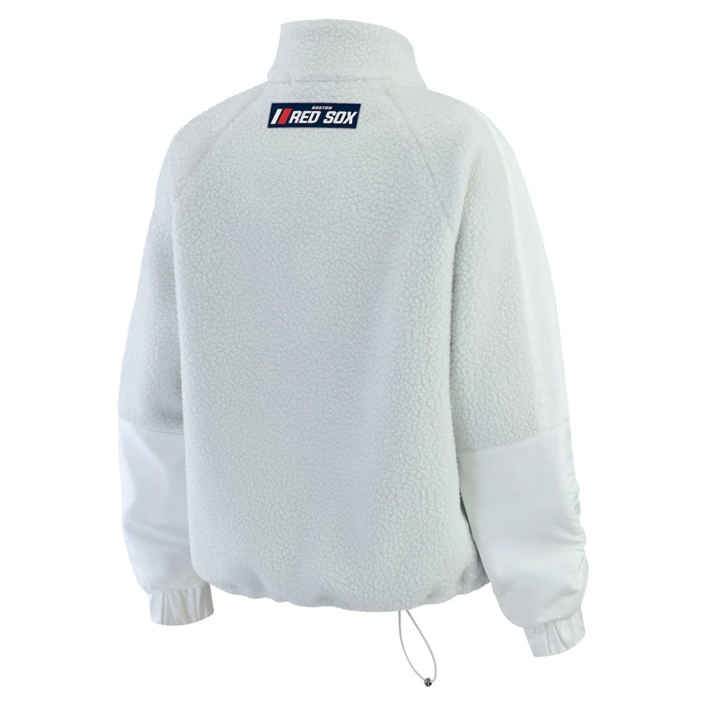 Boston Red Sox WEAR by Erin Andrews Women's Polar Fleece Quarter-Zip Jacket On Sale
