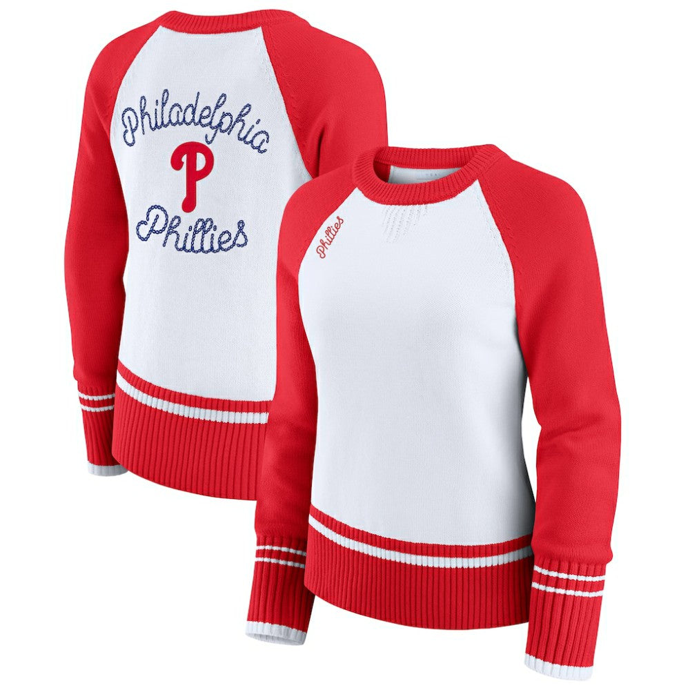 Philadelphia Phillies WEAR by Erin Andrews Women's Colorblock Raglan Sweater discount