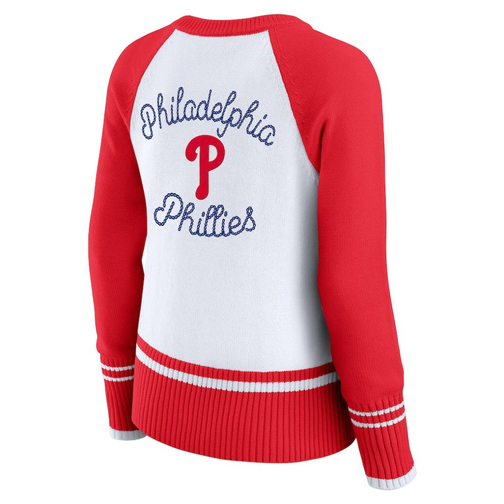 Philadelphia Phillies WEAR by Erin Andrews Women's Colorblock Raglan Sweater discount