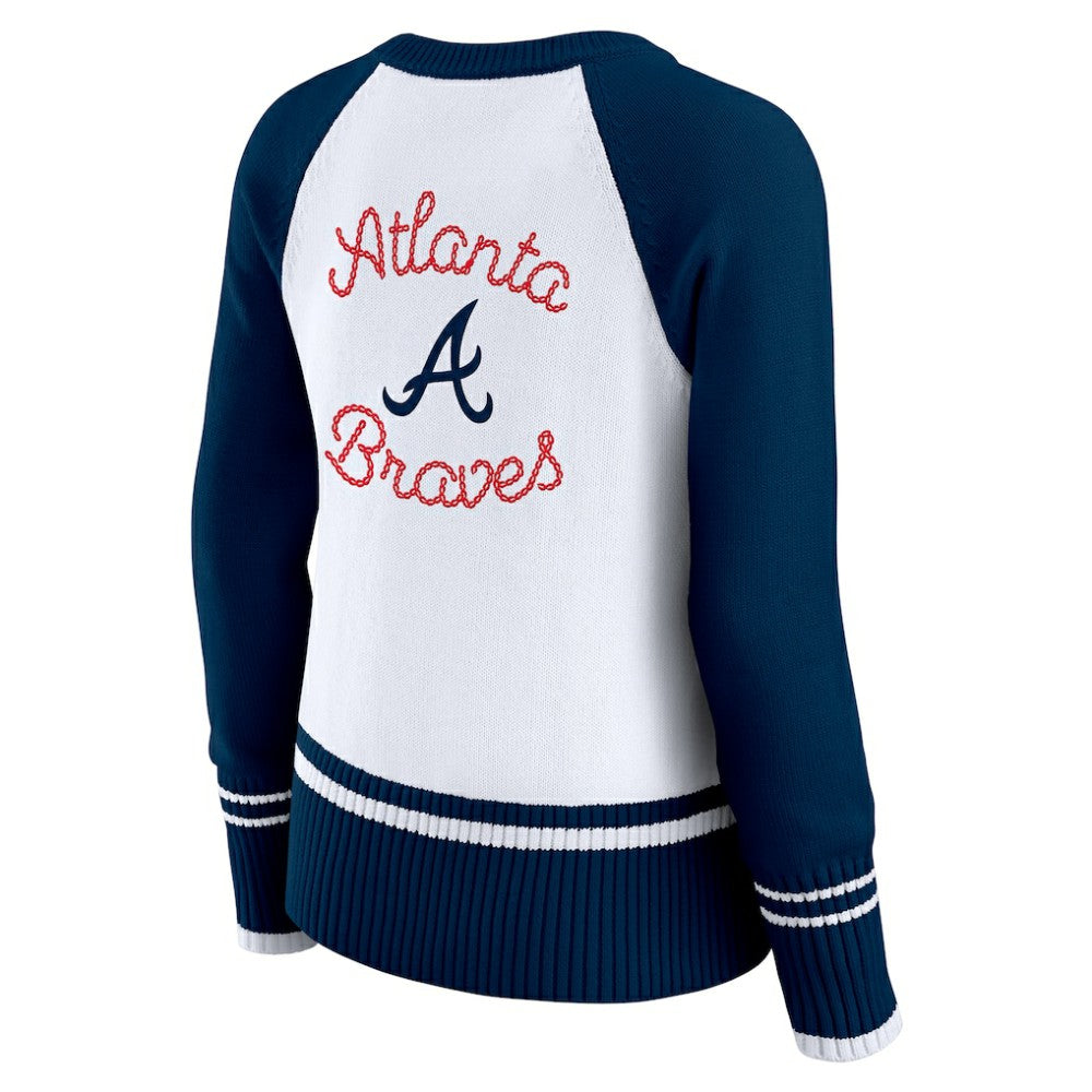 Atlanta Braves WEAR by Erin Andrews Women's Colorblock Raglan Sweater On Sale