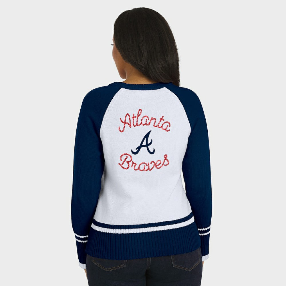 Atlanta Braves WEAR by Erin Andrews Women's Colorblock Raglan Sweater On Sale