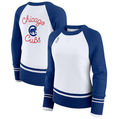 Chicago Cubs WEAR by Erin Andrews Women's Colorblock Raglan Sweater On Sale