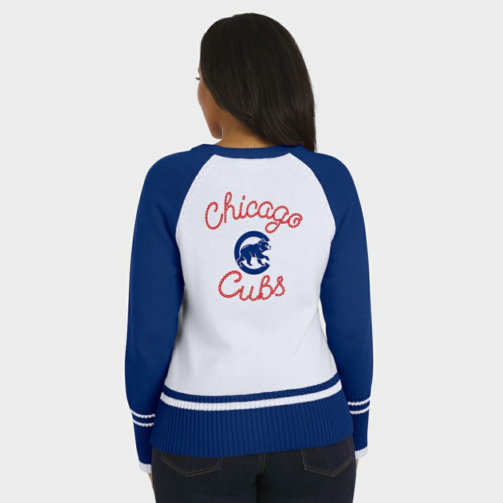 Chicago Cubs WEAR by Erin Andrews Women's Colorblock Raglan Sweater On Sale